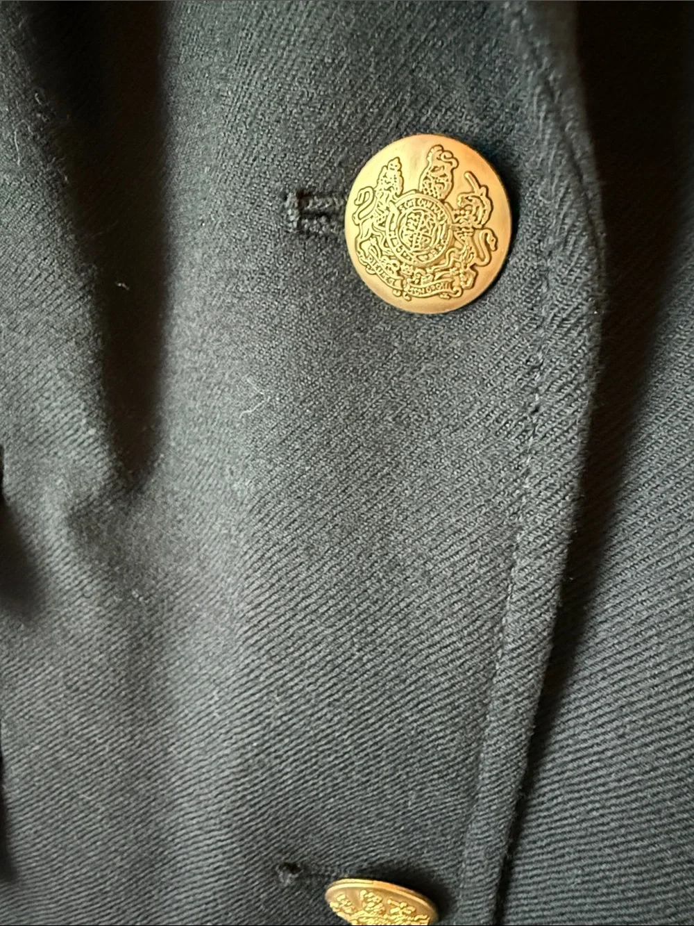 J. Crew Schoolboy Black Wool Blazer Jacket Gold Buttons Size 8